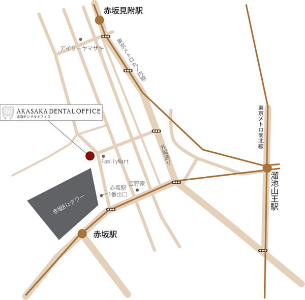 赤坂デンタルオフィスアクセスマップ